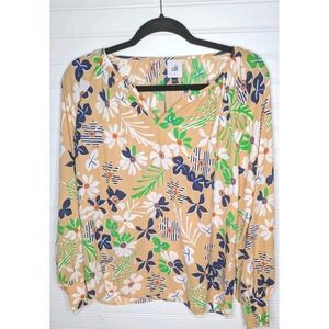 Cabi Island Womens Blouse Small Long Sleeve Lightweight Spring Floral V Neck Top